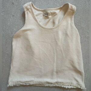 Cream Tank Top with Frayed Hem Madewell